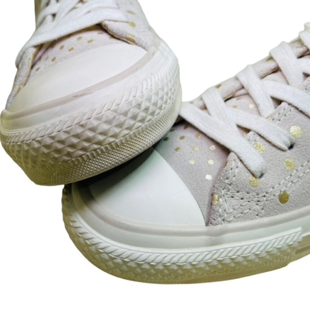 CONVERSE Chuck Taylor All Star Suede Leather Gold Polka Dot Sneakers - Size 7 - Picture 3 of 9